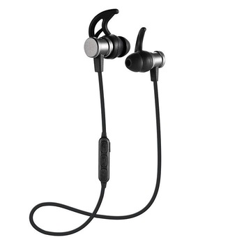 Casti Bluetooth Sport, Soundvox™ SLS-100 Wireless, Prindere Magnetica, In-ear cu Microfon, Argintii Casti Bluetooth Sport, Soundvox™ SLS-100 Wireless, Prindere Magnetica, In-ear cu Microfon, Argintii