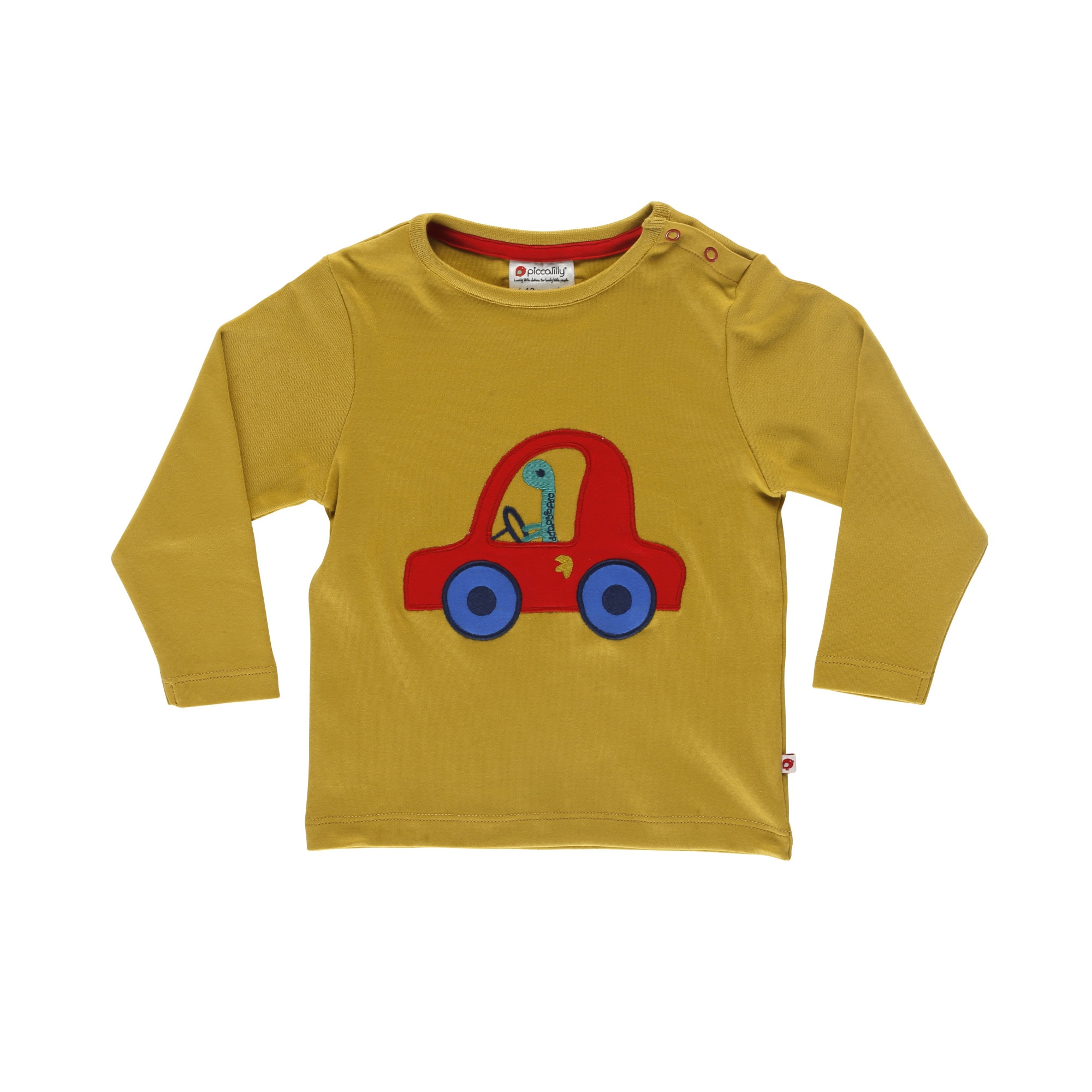 Bluza cu masinuta, bumbac organic, kaki, bebe