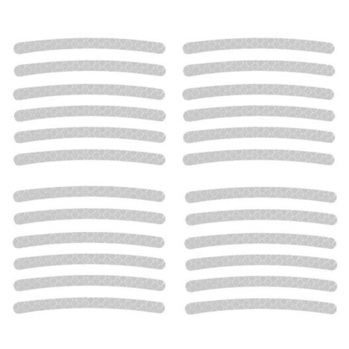 Benzi reflectorizante pentru jante auto/moto K0345-0805-TDCJ-xw4591, adezive, cu schimbare de culoare, alb, 20 buc, 0.7×9 cm