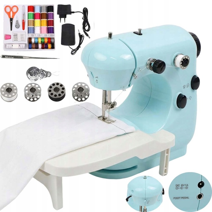Masina de Cusut Portabila Mini, Compacta, cu Masa Extensibila