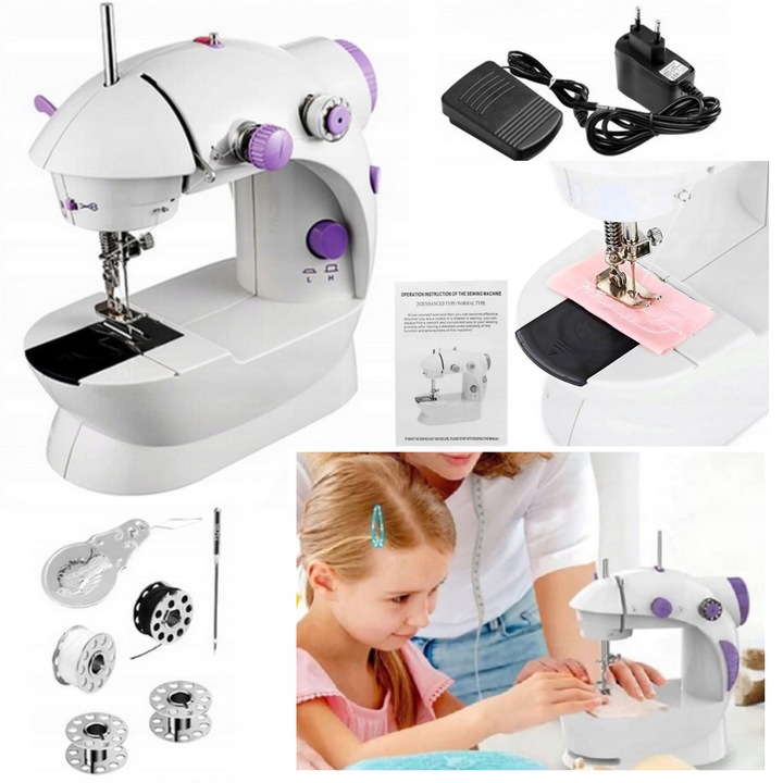Mini Masina de Cusut pentru Copii, Portabila, cu Accesorii, Ideala pentru Invatare