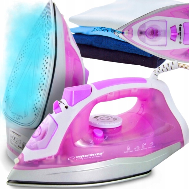 Fier de Calcat cu Aburi Esperanza Tulle Ceramic 2400W, Autocuratare