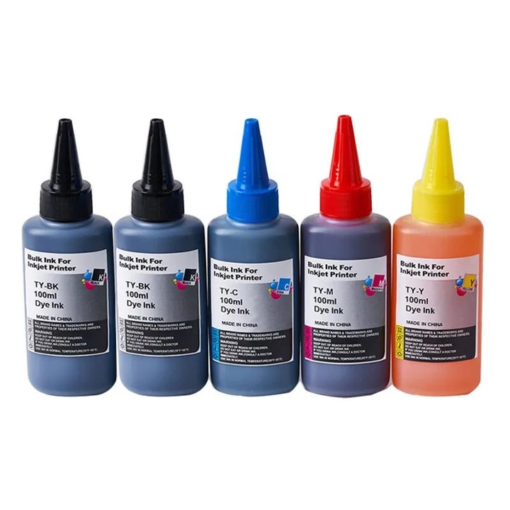 Univerzális utántöltő tinta készlet K0323-0805-CJ4522 nyomtatóhoz, dye tinta, kompatibilis HP/Canon/Brother/Epson/Lexmark/Dell, fekete/cián/magenta/sárga, 4 x 100 ml