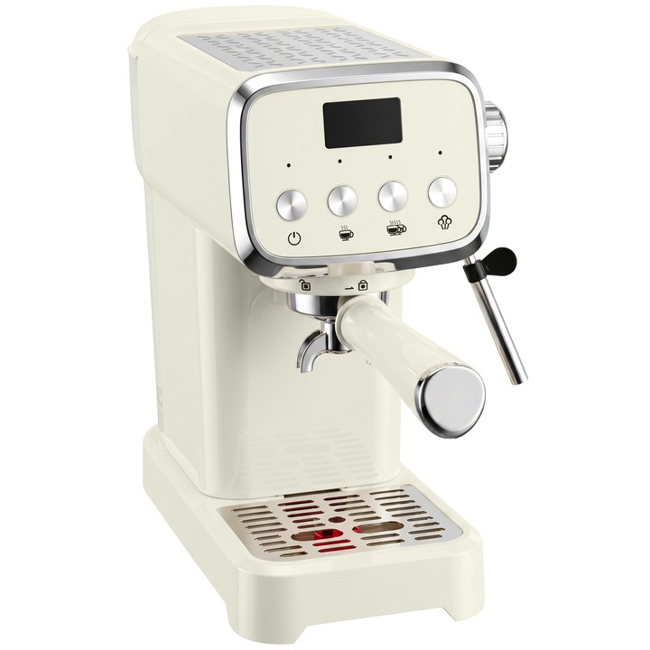 Masina de Espresso cu Duza pentru Spumare Lapte, HOMCOM, Abs, 32x17x31cm, Alb Crem