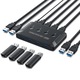 KVM USB K0323-0807-CJ12033 kapcsoló, 4 USB 3.0/2.0 port, billentyűzet/egér/flash (U disk) kapcsoló, fekete, 150 cm kábel