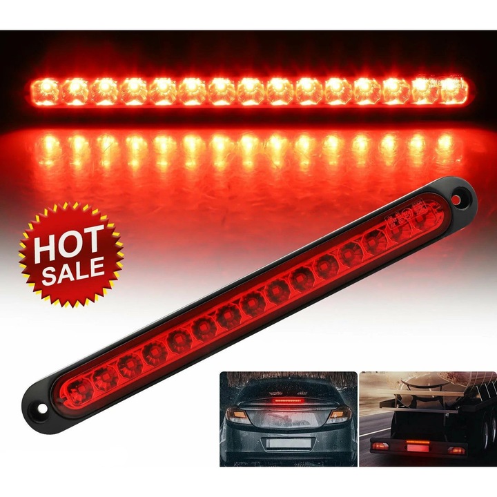 Lumina stop central LED K0323-0805-CJ8169, universal, 10–30 V (12/24V), 500 lm, rosu, carcasa AS/ABS