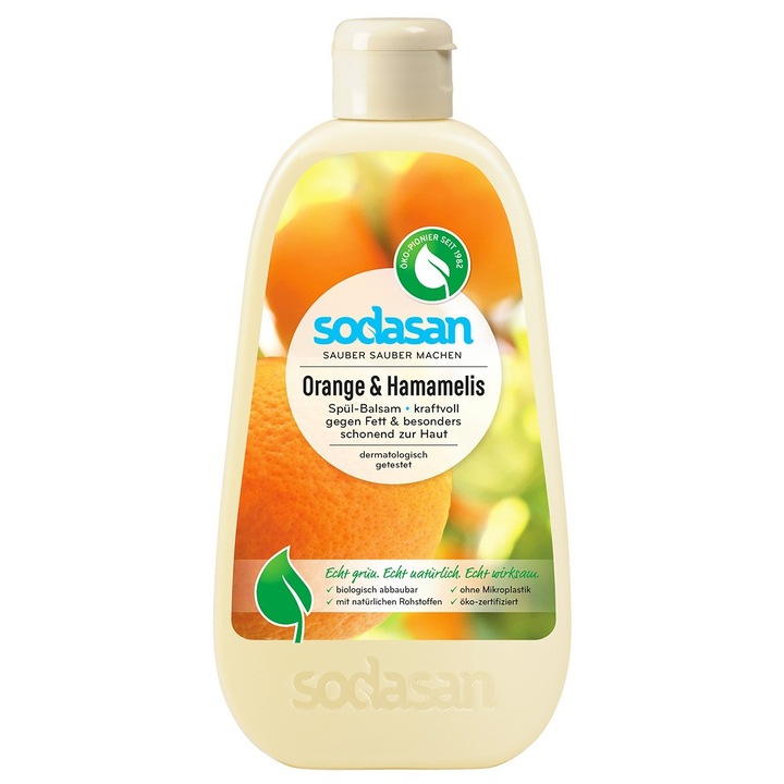 Detergent lichid de vase balsam cu portocala, 500ml, Sodasan