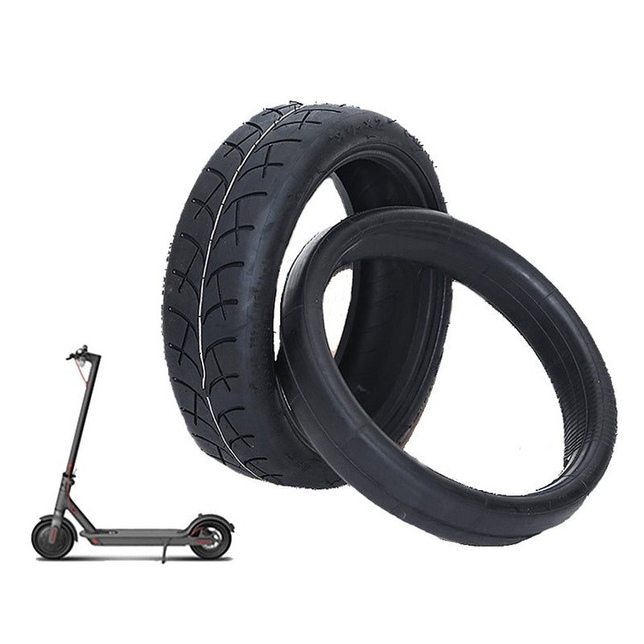 Set anvelopa exterioara si camera K0323-0805-CJ8728 pentru trotineta electrica Xiaomi Mijia M365, 8.5x2 inch, negru