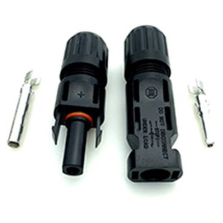 MC4 конектор за фотоволтаични панели PVS-CON-PV004-SET, 1000V DC, 30A, изолация 6000Vdc, комплект мъжки и женски, черен