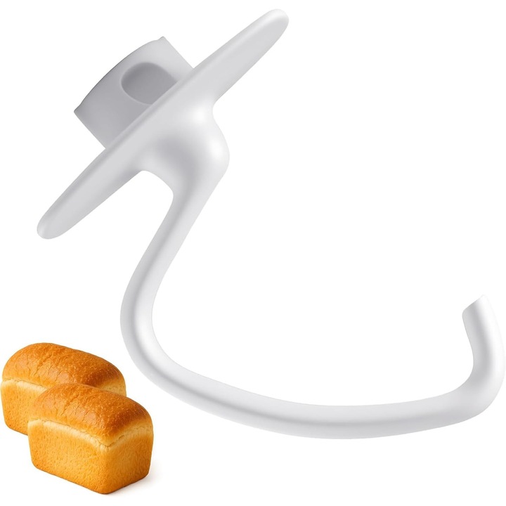 Carlig de framantare de schimb K45DH pentru mixer KitchenAid (compatibil K45/K45SS/KSM75/KSM90/KSM95/KSM100/KSM103/KSM110), nylon antiaderent, alb, 4,5 QT, cod E38-X064-E01791-CJ