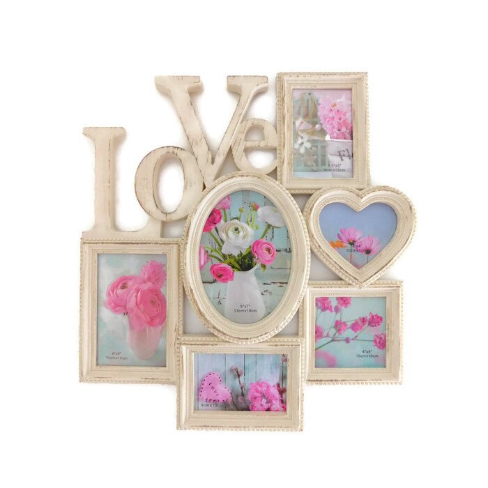 Rama foto colaj, culoare crem - Love