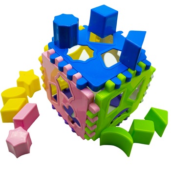 Cub educativ cu forme geometrice pentru Bebe , 24 piese , Robentoys® Cub educativ cu forme geometrice pentru Bebe , 24 piese , Robentoys®