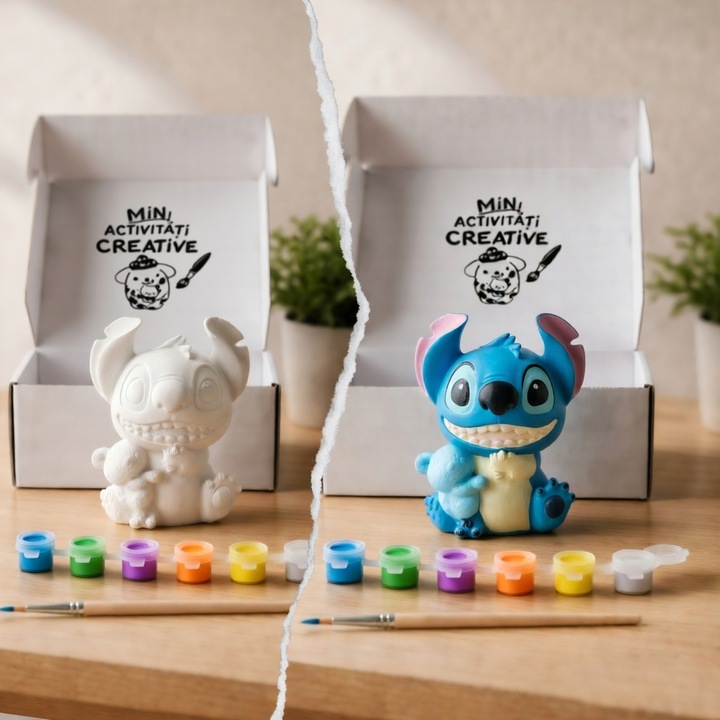 Комплект за рисуване ipsos 3D Модел Stich, индивидуална фигурка с акрилна боя и четка, творческа дейност за деца