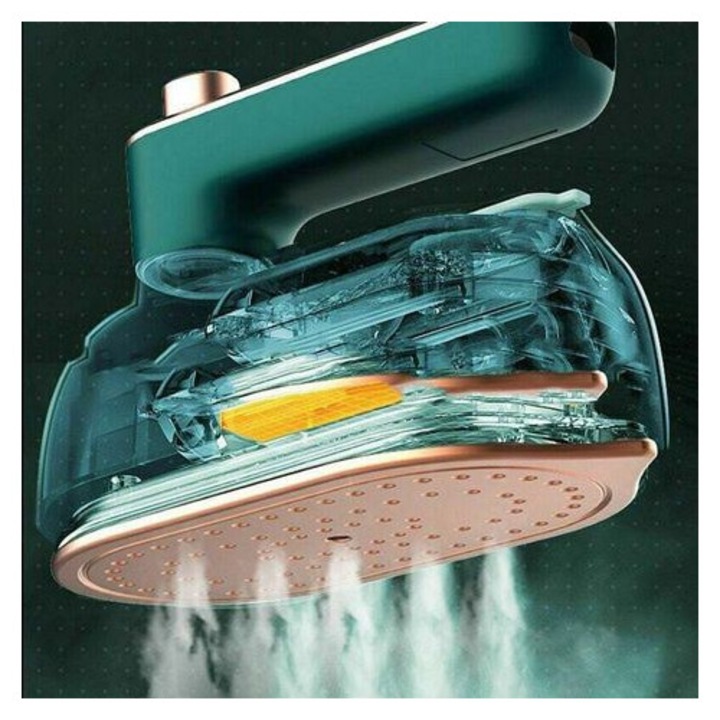 Fier de calcat cu aburi MA-K0446-260805-1401, portabil, rezervor 0,8 L, talpa ceramica cu varf triunghiular, incalzire 30 s, temperatura constanta 150°C, Multicolor