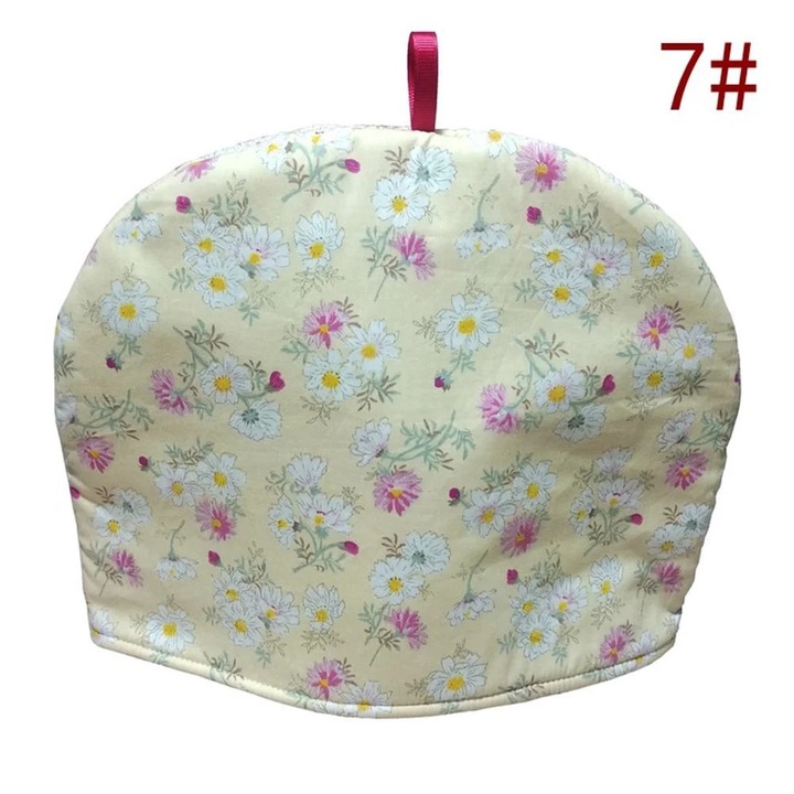 YANYXR BCS3158508 szigetelő teáskanna huzat, külső pamut poliészter béléssel, bézs virágmintás, 35 x 25 cm, 700-2000 ml-es teáskannákhoz