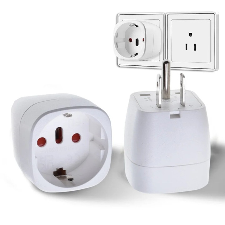 Adaptor de priza YANYXR BCS3156852, convertor 110-250V, 16A, 3250W, alb, 5 cm