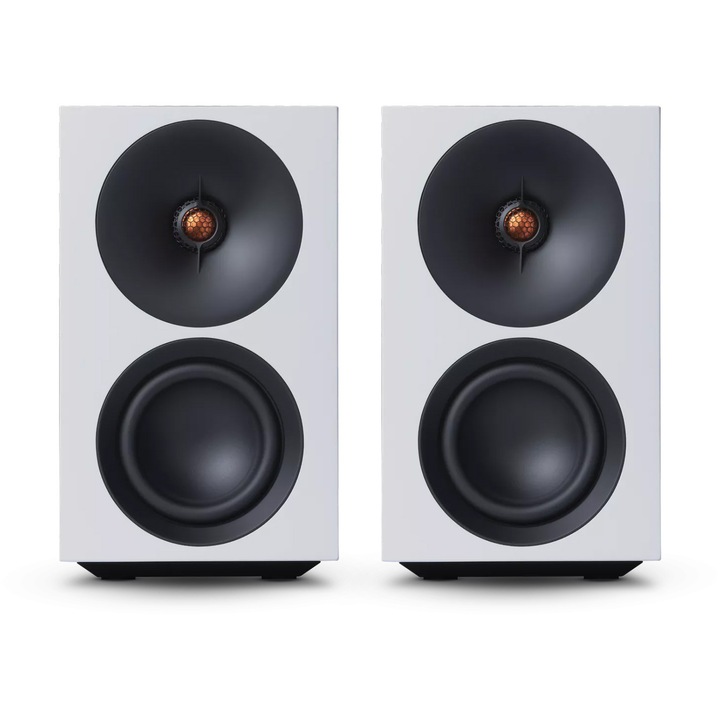 Boxe active Cambridge Audio L/R S, Bluetooth aptX HD, 2 x 50W, USB-C, Optical, RCA, iesire Subwoofer, telecomanda, Alb