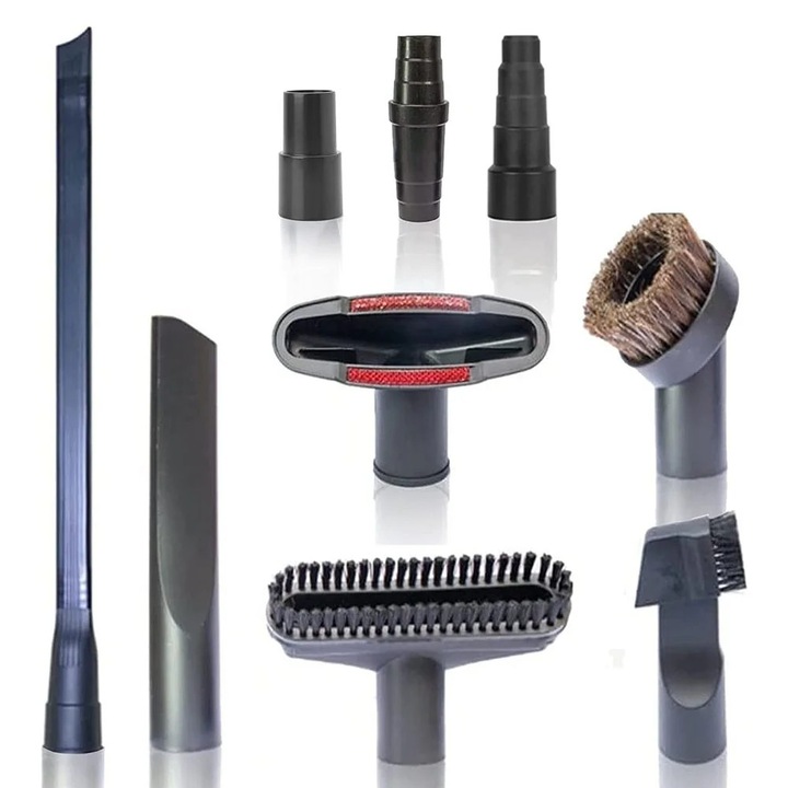 Accesorii pentru aspirator YANYXR BCS3160227, set 6 piese (5 accesorii + tub flexibil) cu kit adaptoare universale, negru