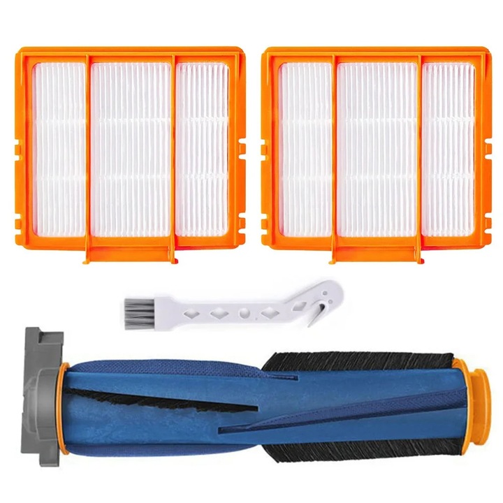 Set piese de schimb YANYXR pentru aspirator robot compatibil Shark RV2001WD/AV2001WD/RV2002WD/RV2000WD, 2 filtre + 1 role auto-curatare + 1 perie de curatare, portocaliu/albastru, cod BCS3160237