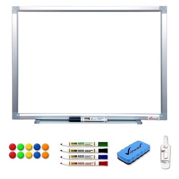 Pachet Tabla magnetica alba VISUAL Premium 10 ani garantie, 90x120 CM + 1 set markere, burete, spray, magneti Pachet Tabla magnetica alba VISUAL Premium 10 ani garantie, 90x120 CM + 1 set markere, burete, spray, magneti