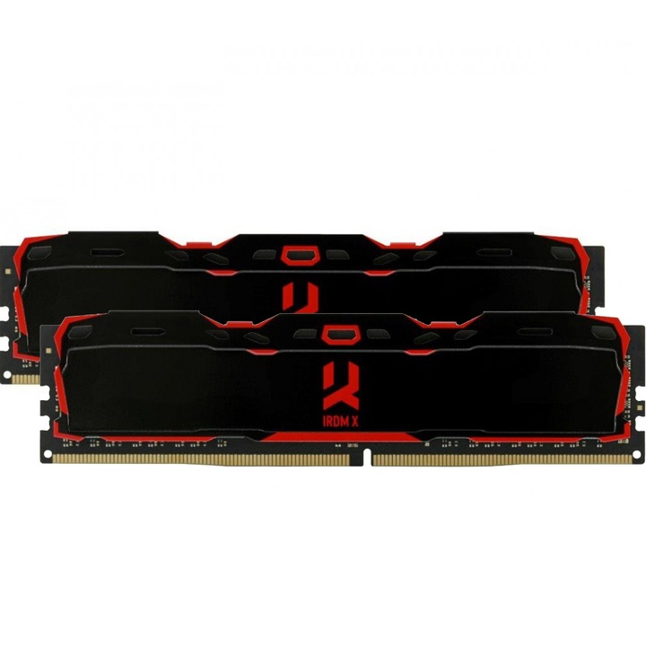 Памет RAM, GoodRam, DDR4, 16 GB, 2666 MHz, CL16, SR, DIMM, IRDM X Series, 2 броя, Черен/Червен