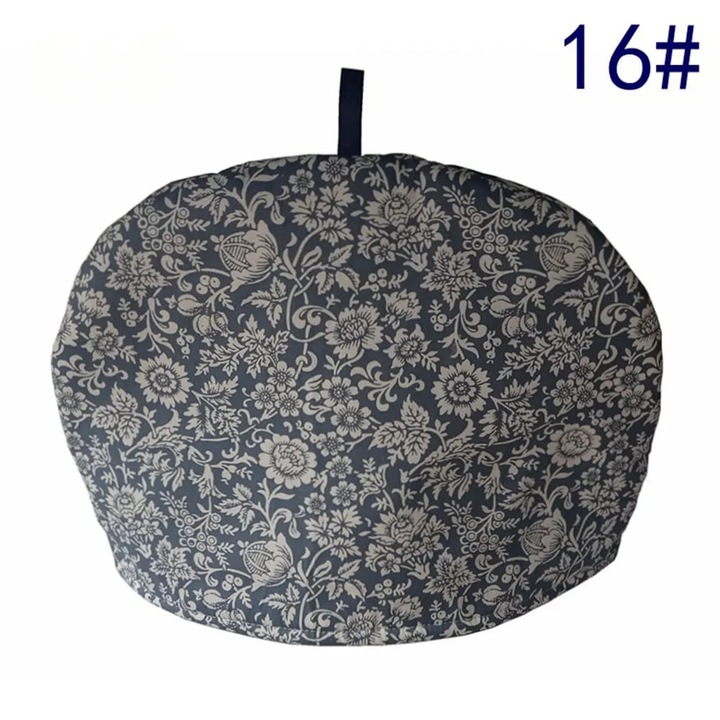 YANYXR BCS3160173 teáskanna szigetelő huzat, nyomott twill pamutból poliészter töltettel, 700–2000 ml-es teáskannákhoz, szürke virágmintával, 28 x 23 cm