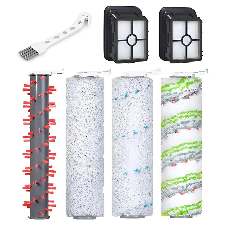 Set perii si filtre de schimb YANYXR BCS3160221, compatibil cu Bissell CrossWave 2554/2554A/2590/2593/2596 si HydroSteam 35151/3515/35152/3513/3518, perii wood floor/roll/carpet/pet, 2 filtre net, perie curatare, multicolor