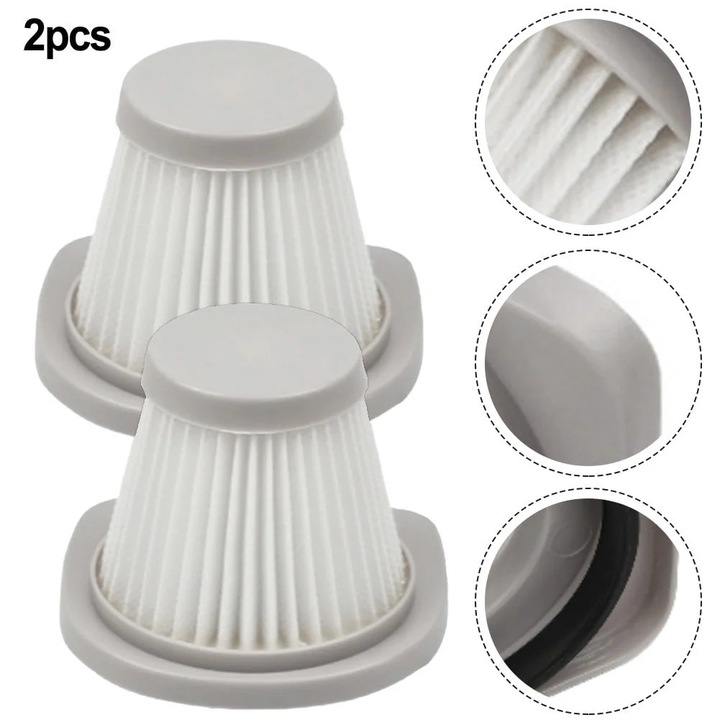 Filtru pentru aspirator YANYXR BCS3160380, compatibil cu Merlin, hartie filtranta + plastic, gri/alb, set 2 buc, diametru superior 5 cm, diametru inferior 8.5 cm, inaltime 8.5 cm