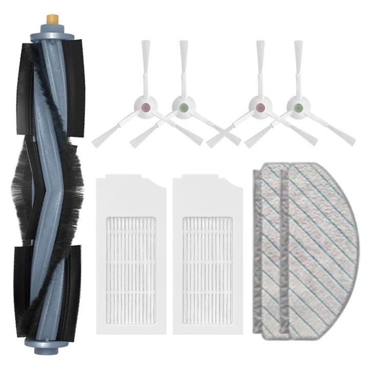Set de piese de schimb YANYXR BCS3160701 pentru ECOVACS X1 e Omni / X1 Omni / T10 / T10 Plus / T10 Turbo, perie principala + 4 perii laterale + 2 filtre HEPA + 2 lavete mop, Multicolor
