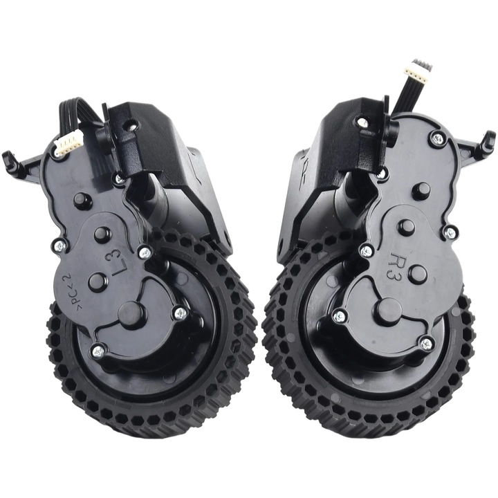Set roti cu motor pentru robot aspirator YANYXR BCS3160828, compatibil cu Eufy Robovac G10/30C/35C/11s si Conga 1090/950, negru, 2 buc