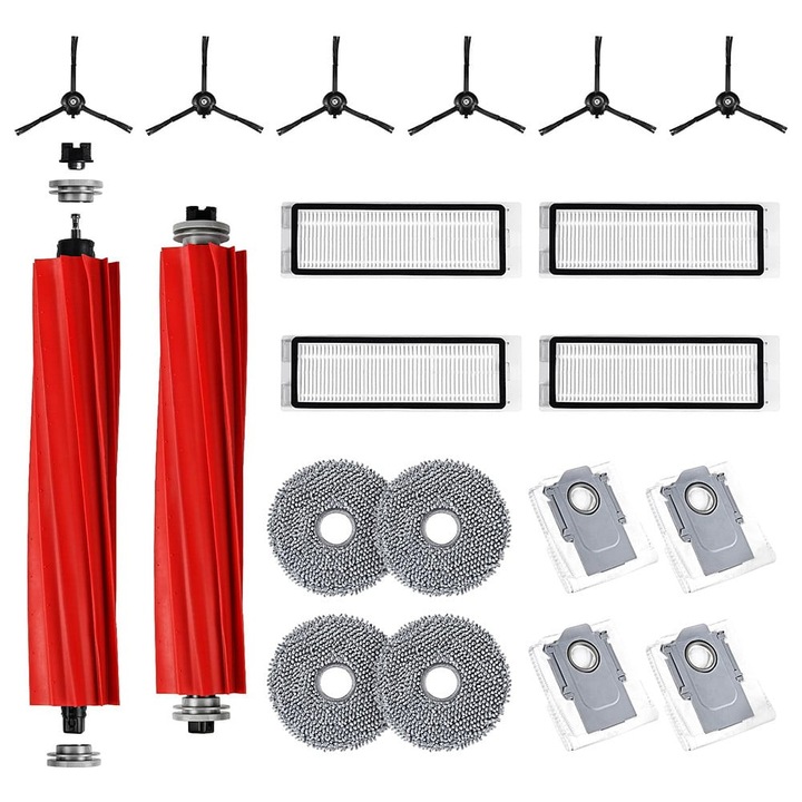 Set piese de schimb YANYXR pentru aspirator robot Q Revo (2 perii principale, 6 perii laterale, 4 filtre, 4 lavete, 4 saci de praf), Multicolor, BCS3160837