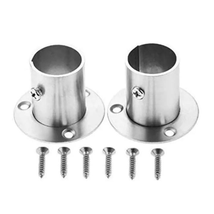 Suport pentru bara de haine cidiscount-xwx-260804-90, otel inoxidabil, diametru 22.5 mm, alb, set 2