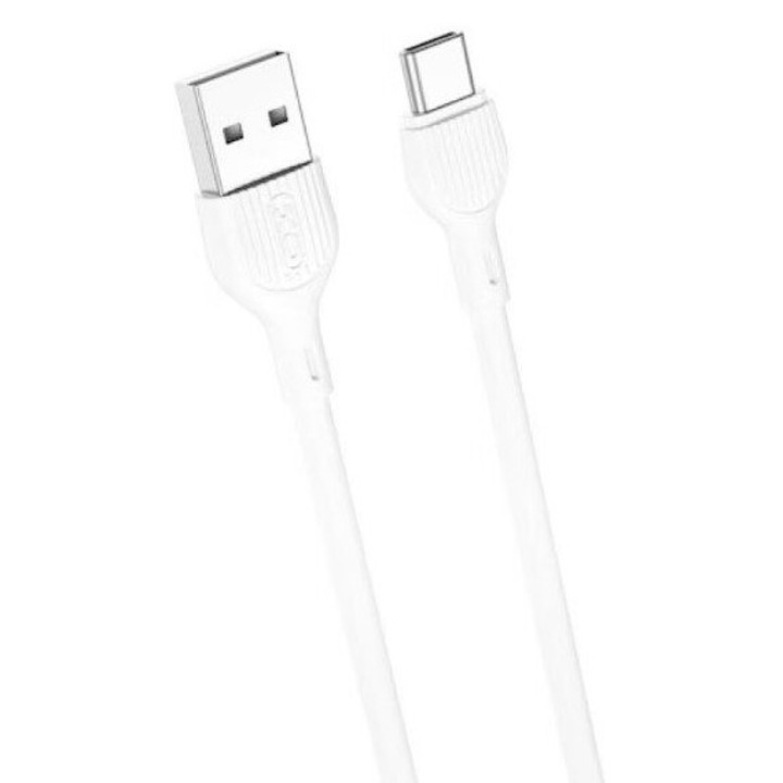 Kábel, XO-NB200, USB-ről Type-C-re, Gyors 2.1A, 1 m, Fehér