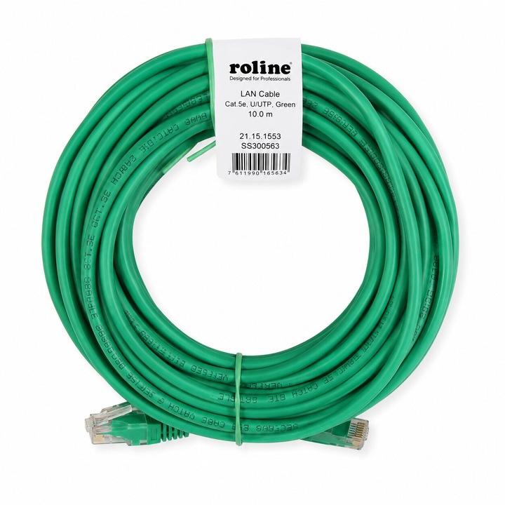 LAN kábel, Roline, Zöld, 10m