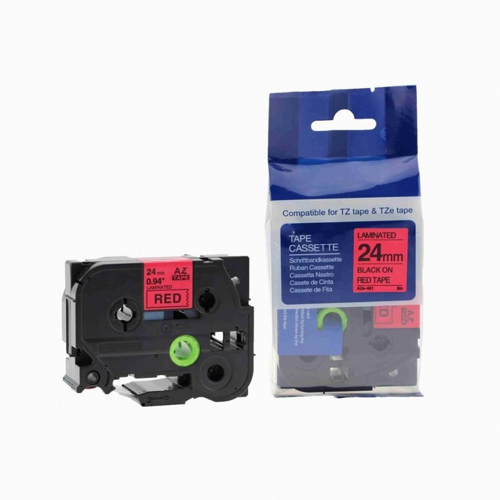 Utángyártott szalag Brother TZ-451 / TZe-451, 24mm x 8m, fekete nyomtatás / piros alapon