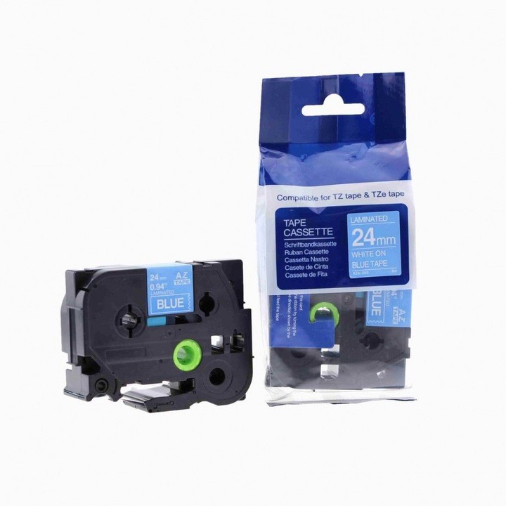 Utángyártott szalag Brother TZ-555 / TZe-555, 24mm x 8m, fehér nyomtatás / kék alapon