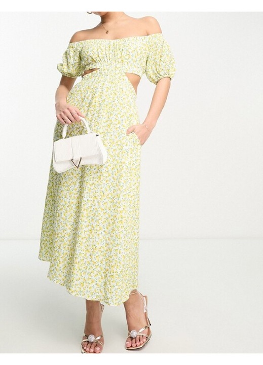 Rochie medie Evendi, galben, casual, Galben, XS