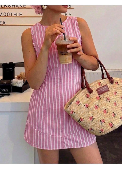 Rochie Evendi, Casual, Roz, scurtă, Roz