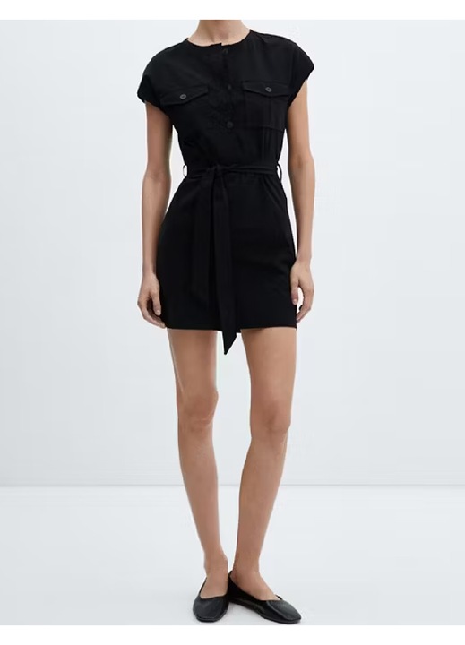 Rochie scurta Evendi, Scurt Casual maneci scurte, Negru, marime S