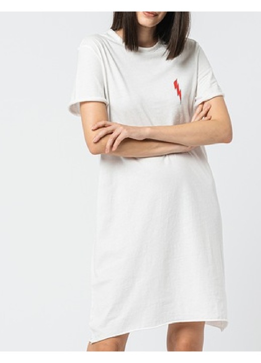 Rochie scurtă Evendi, alb, maneci scurte, Alb