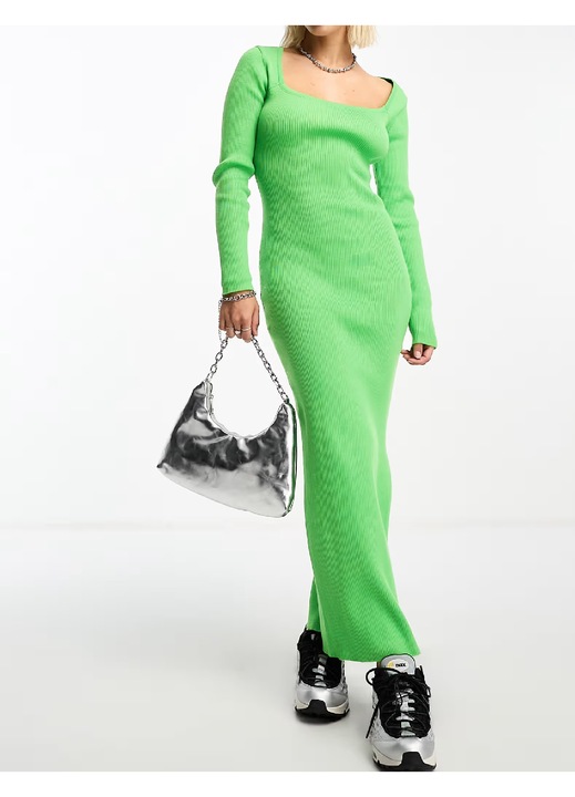 Rochie lunga Evendi, casual, verdeqwgewq, Verde, M
