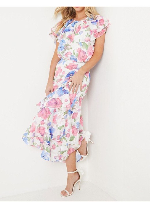 Rochie medie Evendi, floral print, scurte, marime S