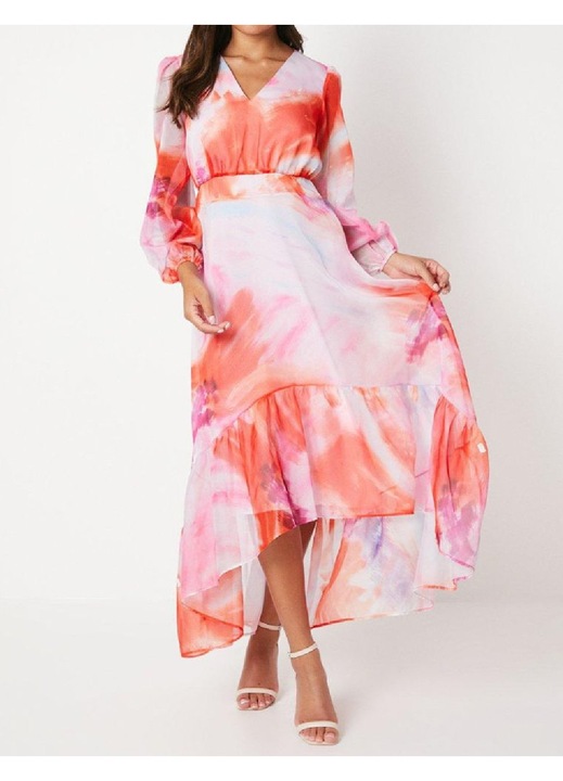 Rochie lunga Evendi, Eleganta, Multicolor