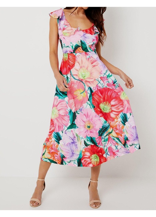 Rochie medie Evendi, model PETITE, floral print, casual, marime S