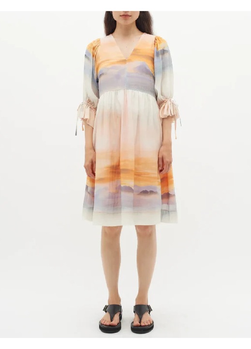 Rochie scurtă Evendi, maneci medii, Multicolor