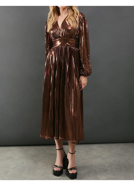 Rochie medie Evendi, Casual maneci lungi, Maro, marime XS