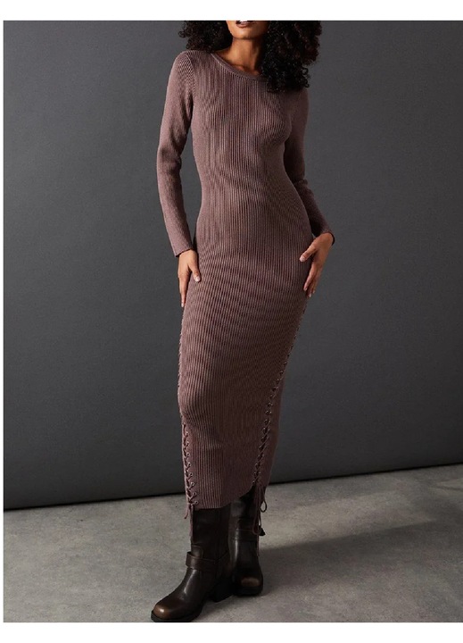Rochie lunga maro, casual, Maro