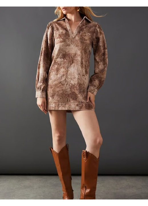Rochie scurtă maro, casual, Maro