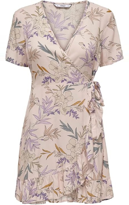 Rochie scurtă Evendi, casual, maneci scurte, Roz