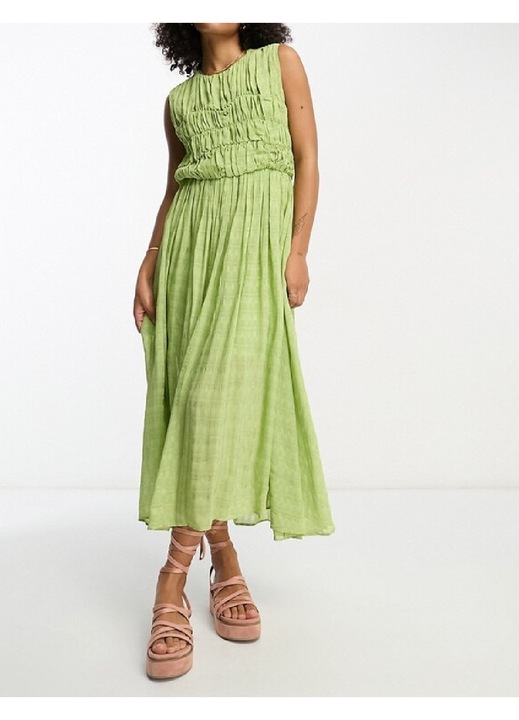 Rochie medie Evendi, Mediu Casual fara maneci, Verde, marime 2XS